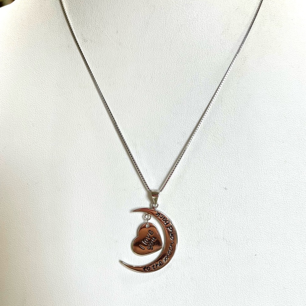 Love You To The Moon And Back 925 SS Necklace